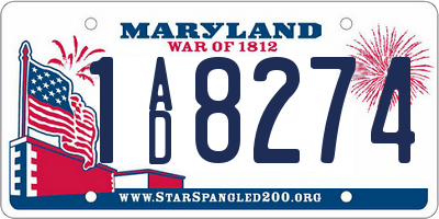 MD license plate 1AD8274