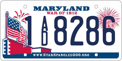 MD license plate 1AD8286