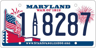 MD license plate 1AD8287