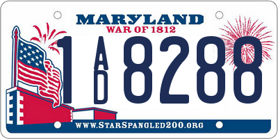 MD license plate 1AD8288