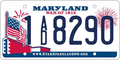 MD license plate 1AD8290