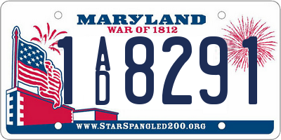 MD license plate 1AD8291