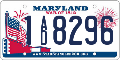 MD license plate 1AD8296