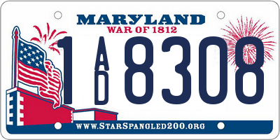 MD license plate 1AD8308