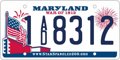 MD license plate 1AD8312