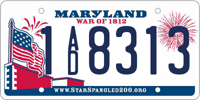 MD license plate 1AD8313