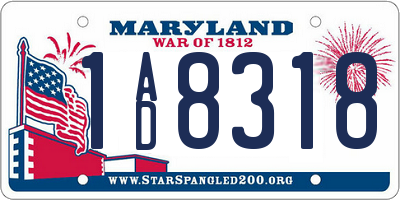 MD license plate 1AD8318