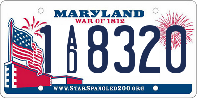MD license plate 1AD8320