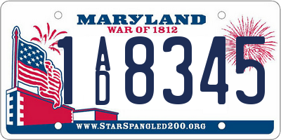MD license plate 1AD8345