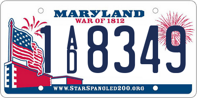 MD license plate 1AD8349