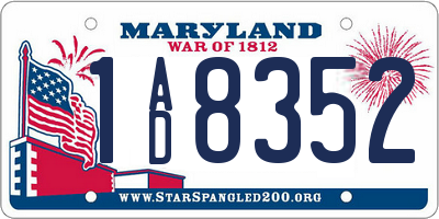 MD license plate 1AD8352