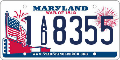 MD license plate 1AD8355