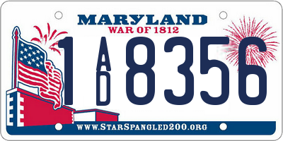 MD license plate 1AD8356