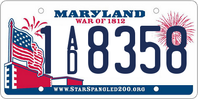 MD license plate 1AD8358
