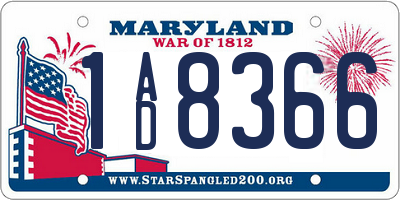 MD license plate 1AD8366