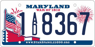 MD license plate 1AD8367