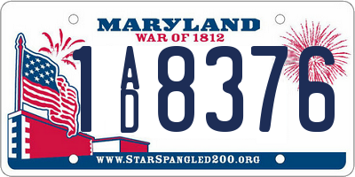 MD license plate 1AD8376