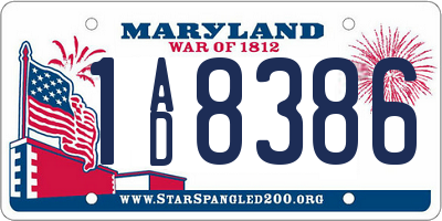 MD license plate 1AD8386