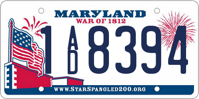 MD license plate 1AD8394