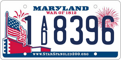 MD license plate 1AD8396