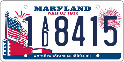MD license plate 1AD8415