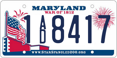 MD license plate 1AD8417