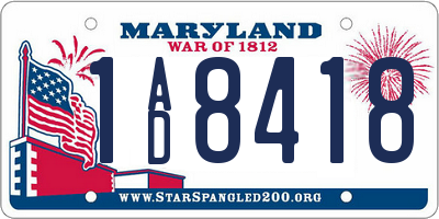 MD license plate 1AD8418
