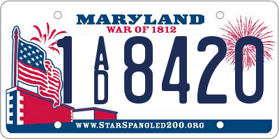 MD license plate 1AD8420