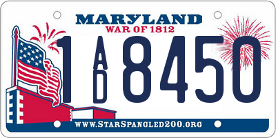 MD license plate 1AD8450