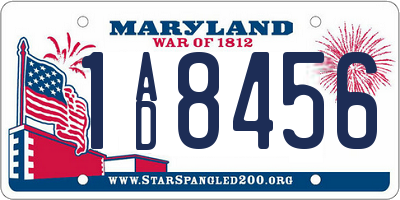 MD license plate 1AD8456