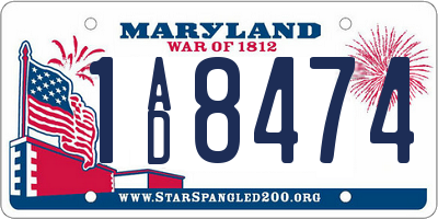 MD license plate 1AD8474