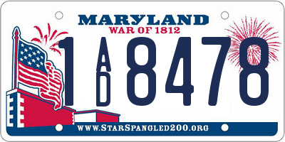 MD license plate 1AD8478