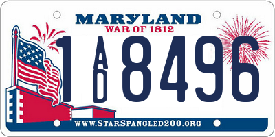 MD license plate 1AD8496