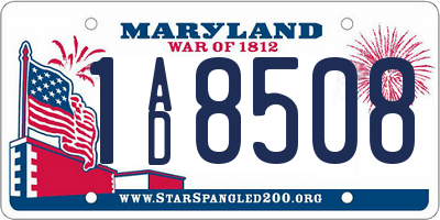 MD license plate 1AD8508