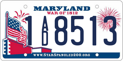 MD license plate 1AD8513