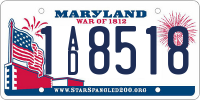 MD license plate 1AD8518
