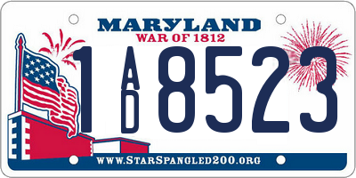MD license plate 1AD8523