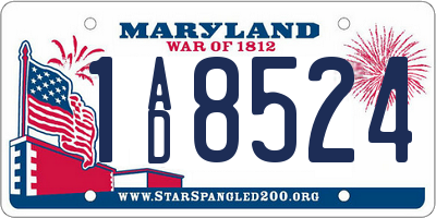 MD license plate 1AD8524