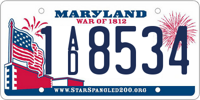 MD license plate 1AD8534