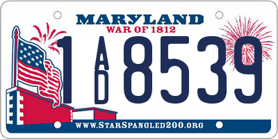 MD license plate 1AD8539
