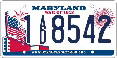 MD license plate 1AD8542