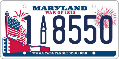 MD license plate 1AD8550