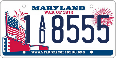 MD license plate 1AD8555