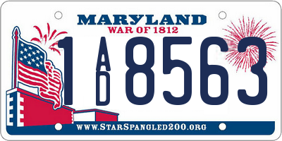 MD license plate 1AD8563