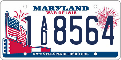MD license plate 1AD8564