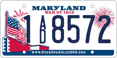 MD license plate 1AD8572