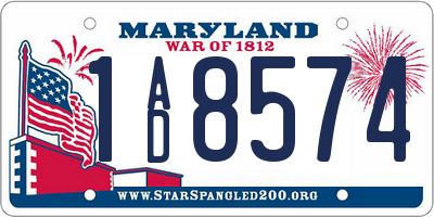 MD license plate 1AD8574