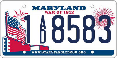 MD license plate 1AD8583