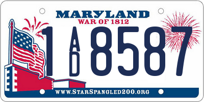 MD license plate 1AD8587