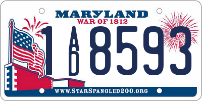 MD license plate 1AD8593